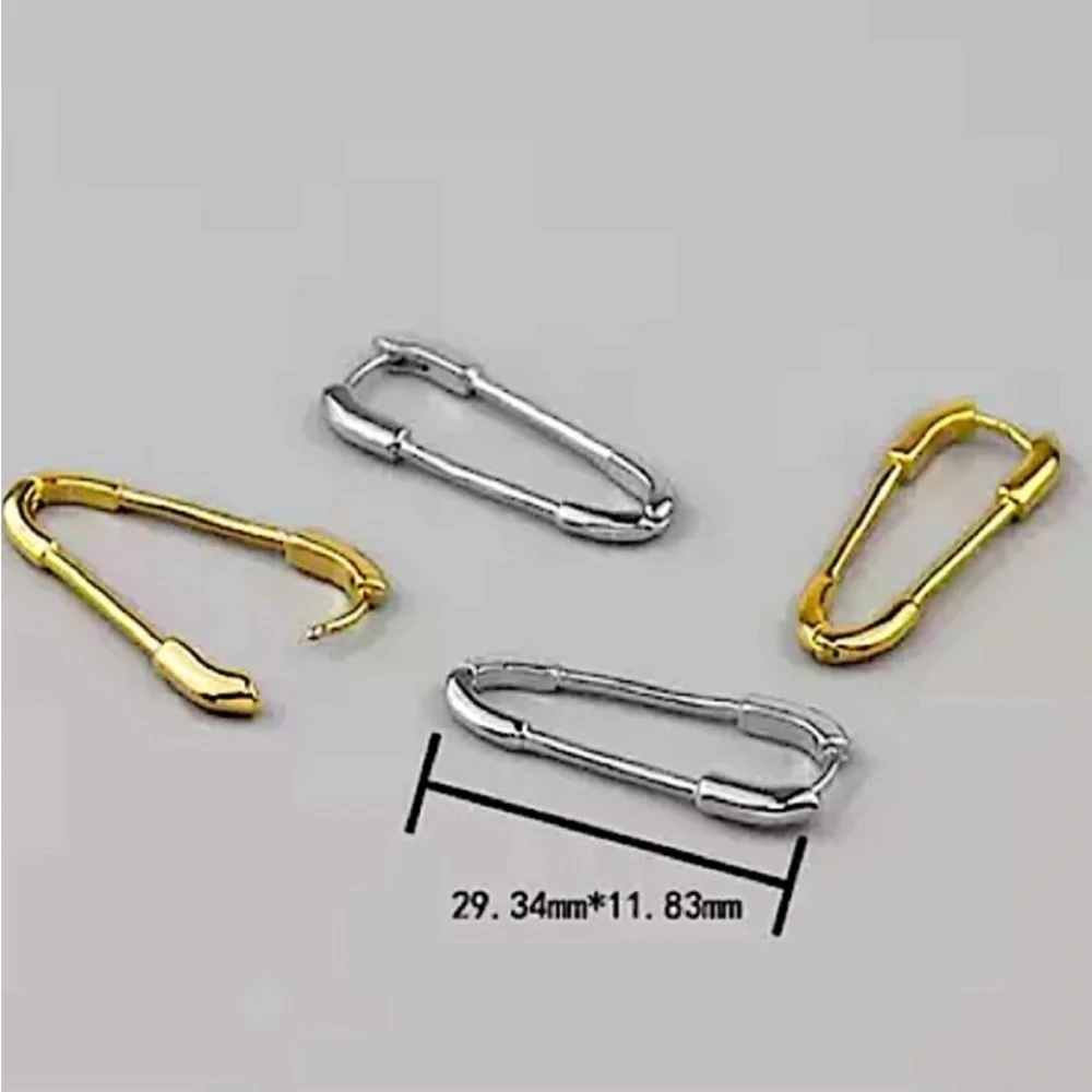 Safety Pin Gold Plated Earrings Sterling Silver
